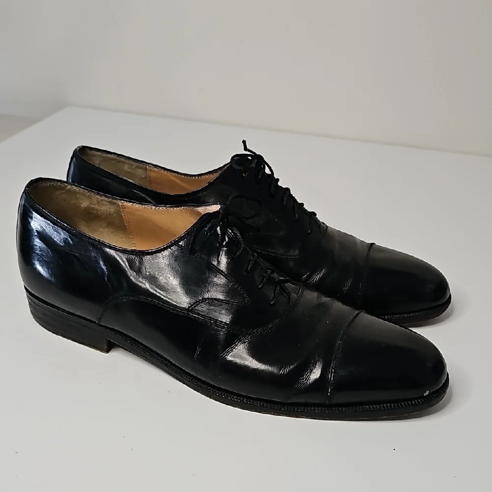 Salvatore Ferragamo Classic Black Leather Men's Dress Shoes Size‎ 7.5